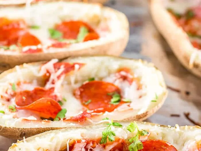 Pepperoni Pizza Potato Skins with Homemade Sauce