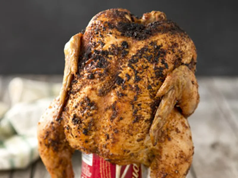 Beer Can Roasted Chicken with Homemade BBQ Sauce