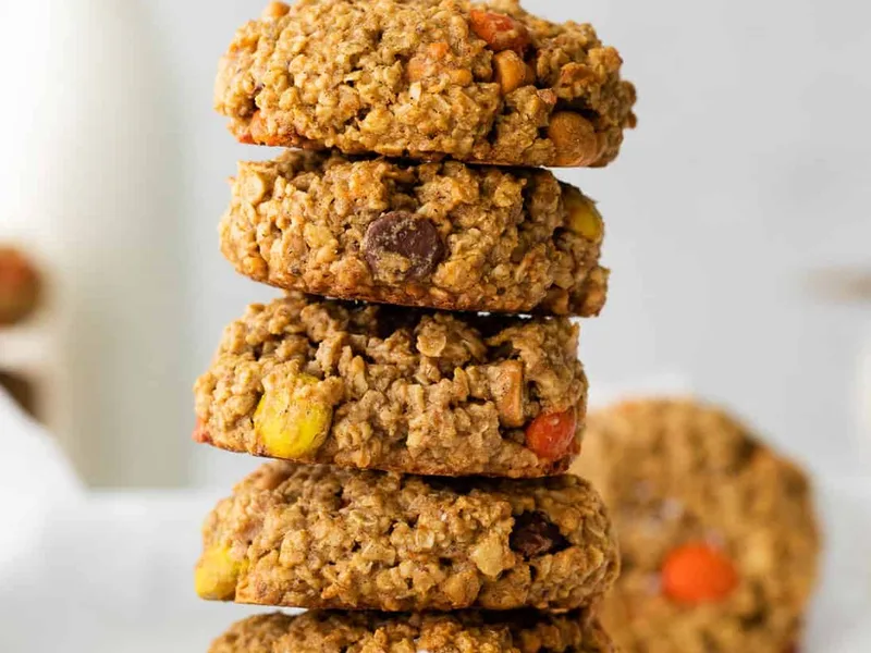 Pumpkin Oat Monster Cookies with Chocolate and Butterscotch