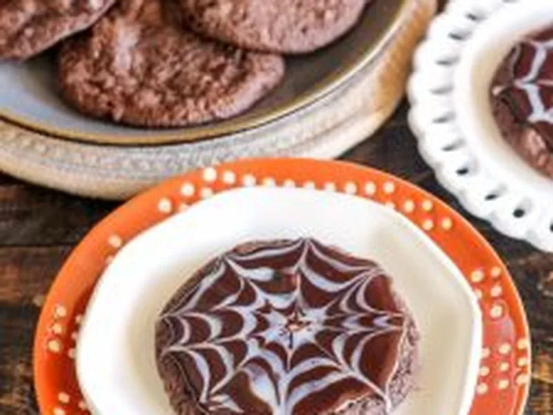 Ultimate Chocolate Spider Web Cookies with Dark Ganache