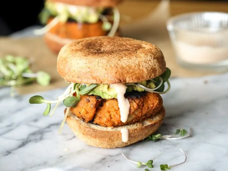 Roasted Cauliflower Sweet Potato Burgers