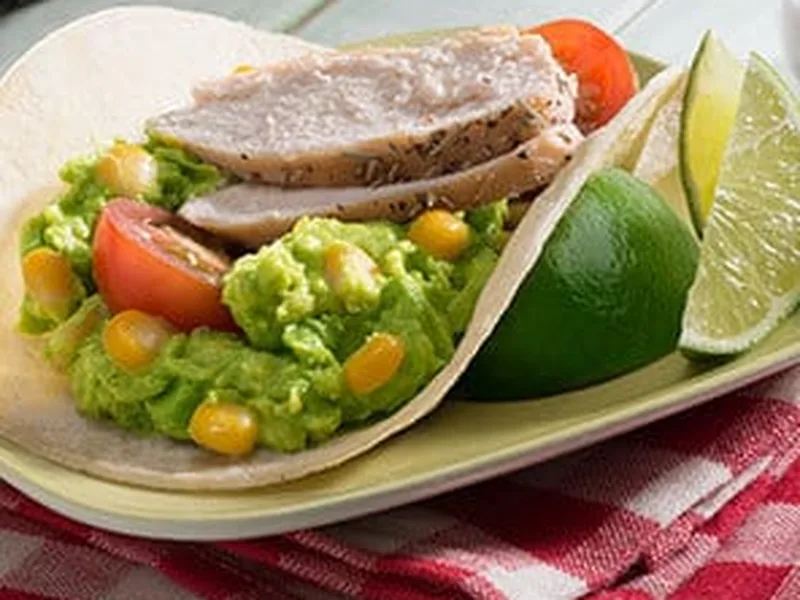 Lime Rubbed Chicken Tacos with Fresh Corn Guacamole