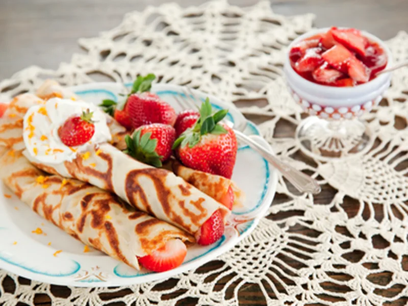 Classic French Crepes with Strawberry Compote and Orange Liqueur