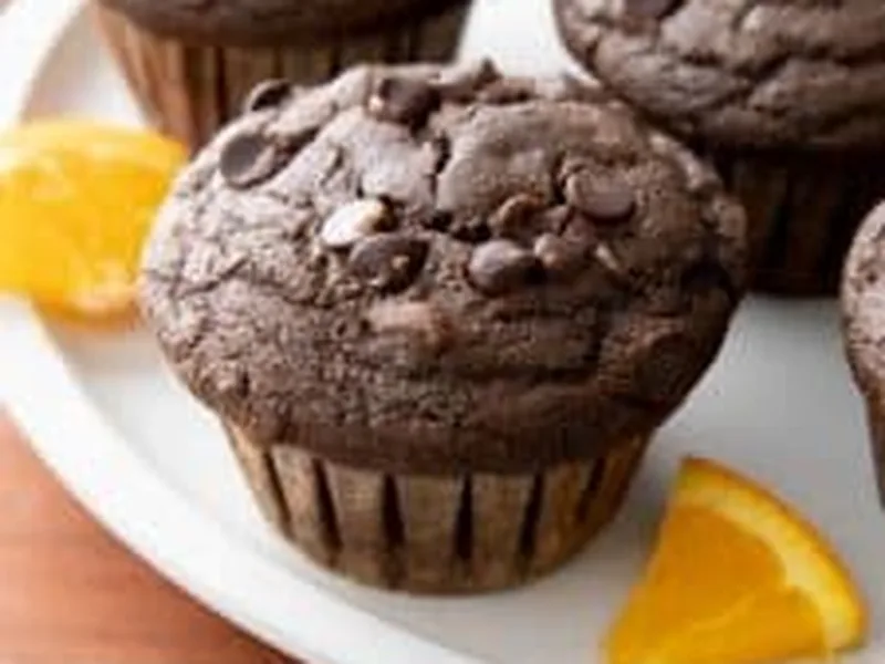 Chocolate Orange Oat Flour Muffins with Vegan Chocolate Chips