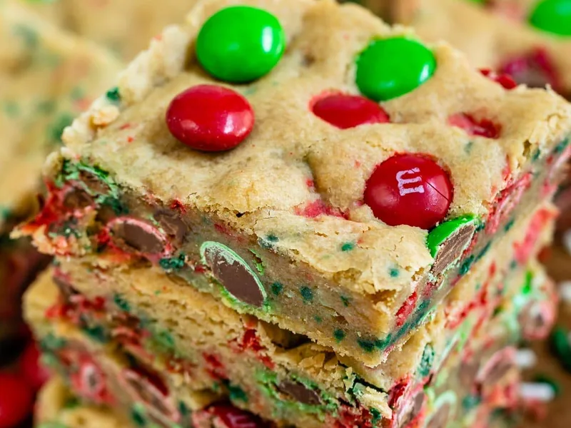 Christmas Cookie Bars with M&Ms and Sprinkles
