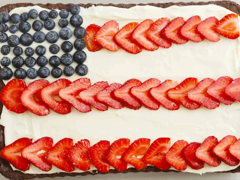 American Flag Brownies with Cream Cheese Frosting