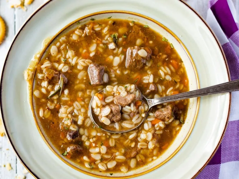 Instant Pot Beef Barley Soup with Tender Vegetables