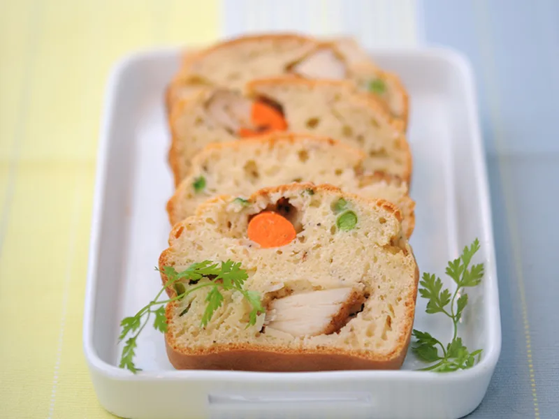 Scallop and Pea Savory Cake with Gruyere