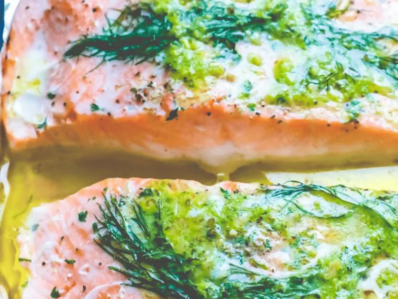 Baked Salmon with Herb Compound Butter