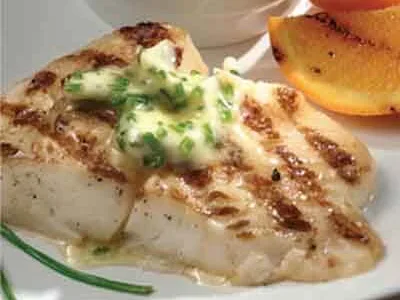 Grilled Halibut with Wasabi Butter