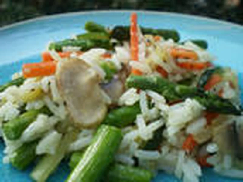 Buttered Vegetable Rice with Asparagus and Parmesan