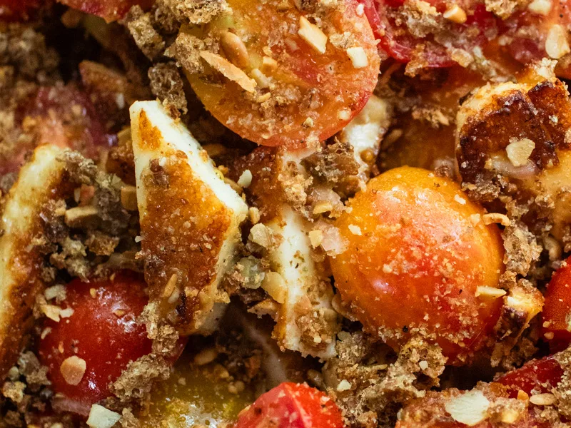 Pan-Fried Halloumi and Tomato Salad with Mustard Vinaigrette