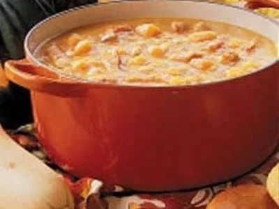 Navy Bean Squash Soup with Smoky Ham