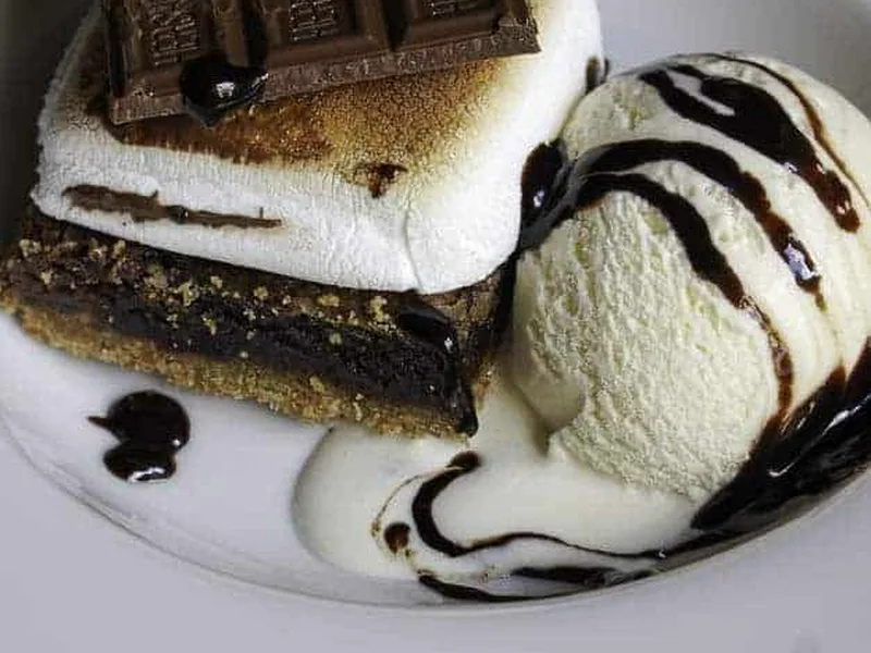 Cracker Barrel Campfire S'mores Brownies with Ice Cream