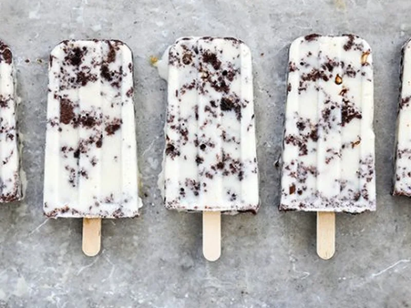 Vanilla Cream Popsicles with Brownie-Toffee Crunch