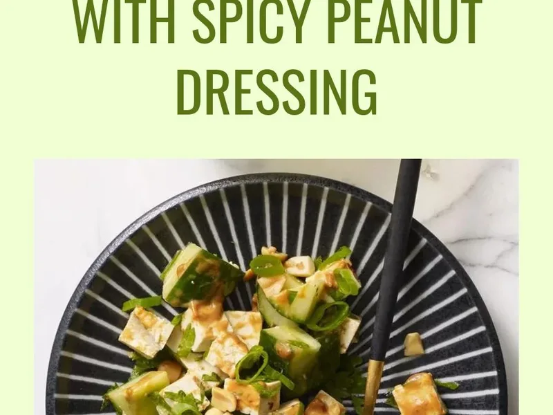 Crispy Tofu Cucumber Salad with Spicy Peanut Dressing