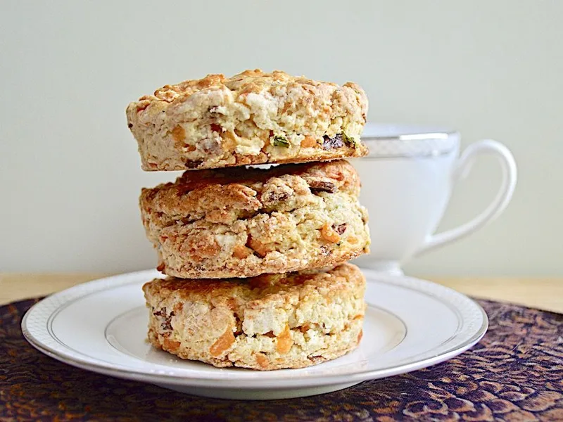 Bacon Cheddar Chive Scones with Greek Yogurt