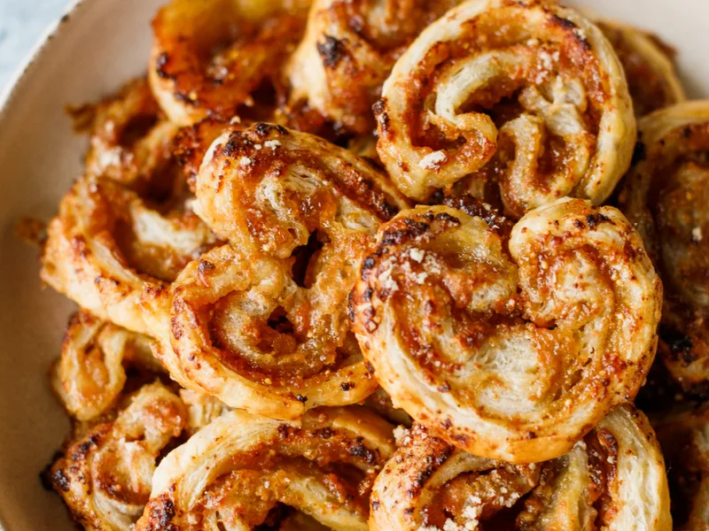 Flaky Puff Pastry Palmiers with Fig Jam and Parmesan