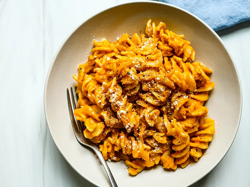 Roasted Butternut Squash Fusilloni with Parmesan Sauce