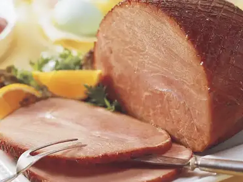 Grilled Orange-Glazed Ham with Barbecue Sauce