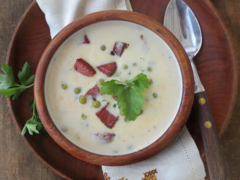 Hearty Potato and Kielbasa Soup with Pureed Broth