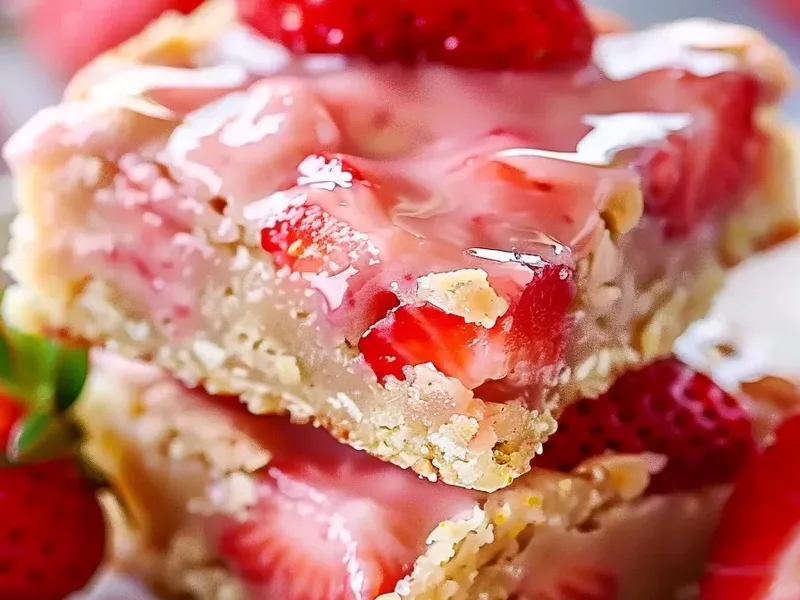 Strawberry Lemon Blondies with Fresh Berry Glaze