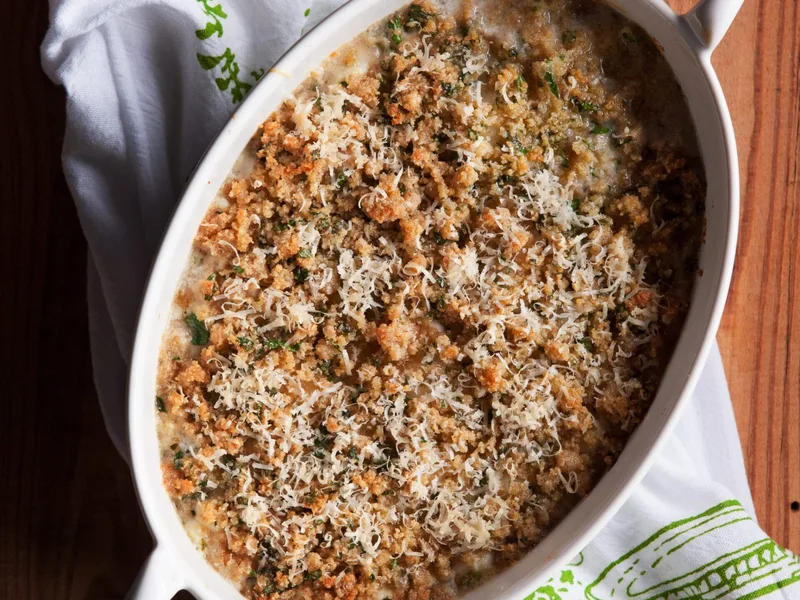 Truffled Oyster Gratin with Parsnips and Fennel