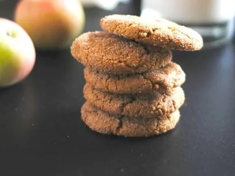 Spiced Apple Molasses Cookies with Candied Ginger