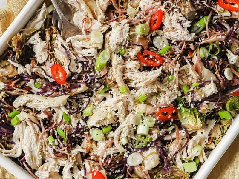 Sheet Pan Chicken Crack Slaw with Asian Sesame Dressing