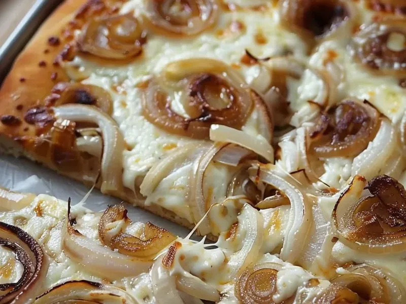 Savory Tennessee Onion Pizza with Smoked Gouda and Cheddar