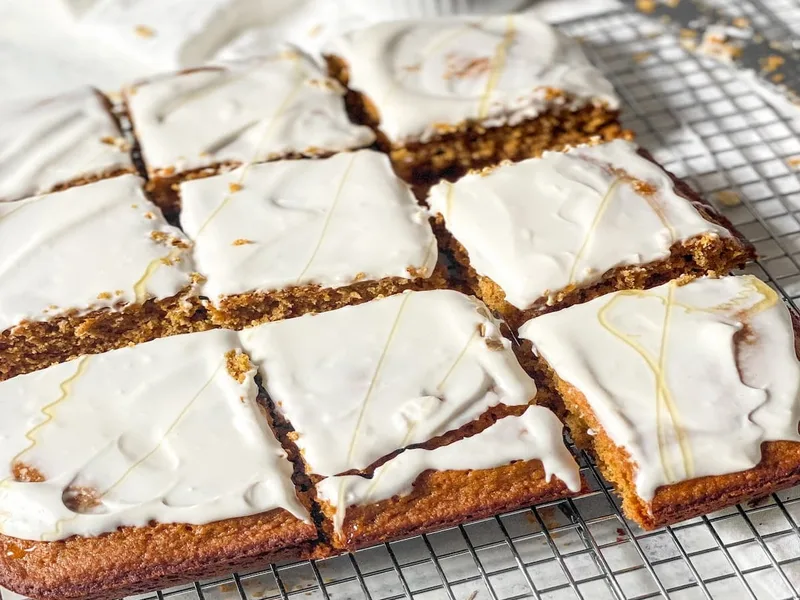 Honey Olive Oil Oat Cake with Coconut Cream