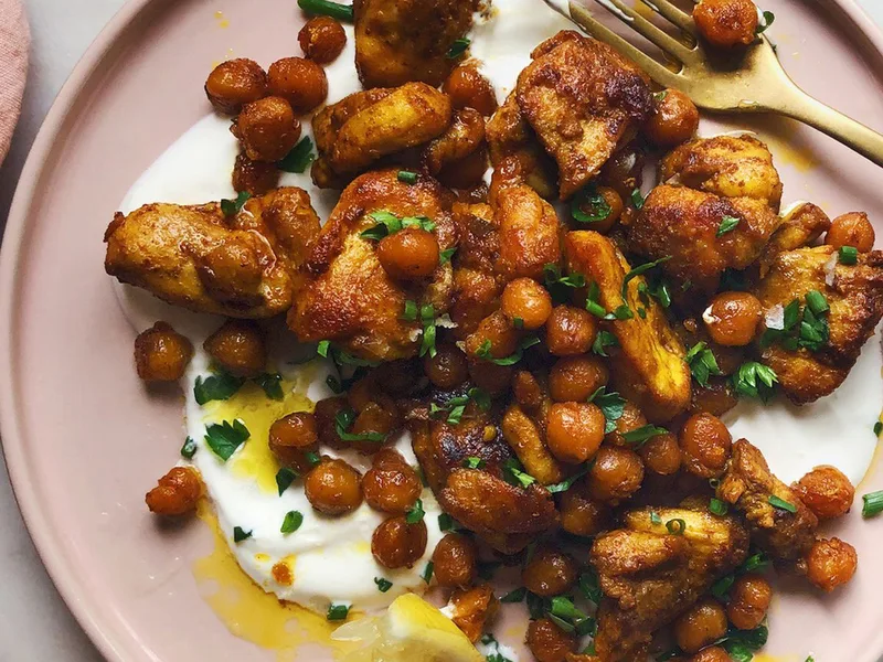 One-Skillet Smoky Turmeric Chicken With Crispy Chickpeas