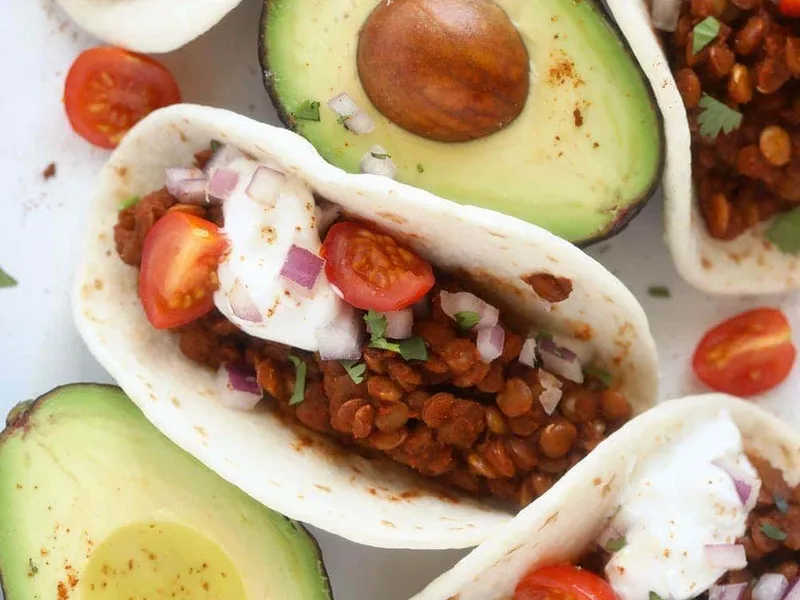 Instant Pot Green Lentil Tacos with Seasoned Tomato Base
