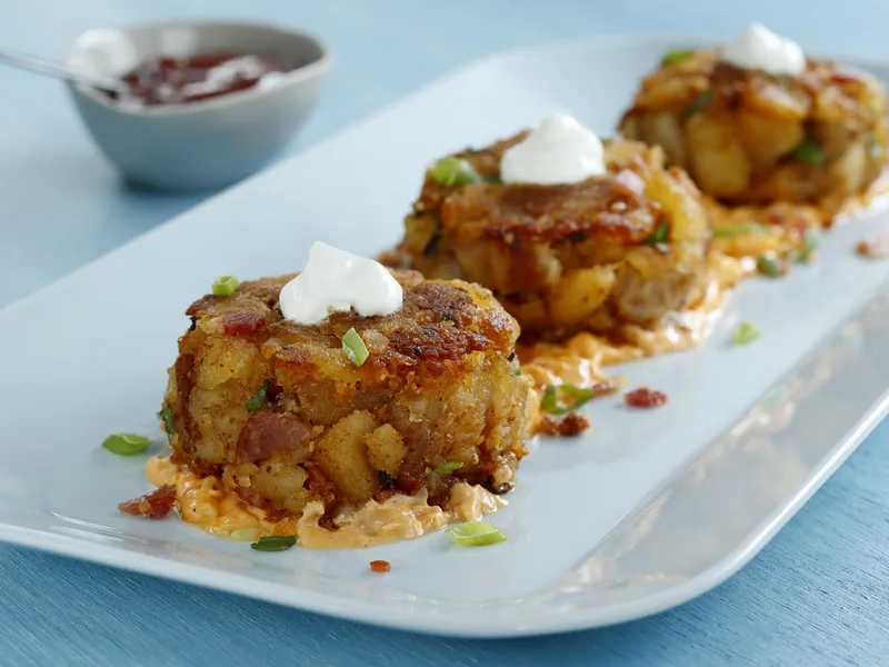Crispy Potato Tottlers with Pimento Cheese and Guajillo Ketchup