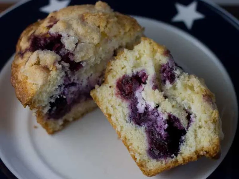 Blueberry Cream Cheese Danish Muffins with Cinnamon Streusel
