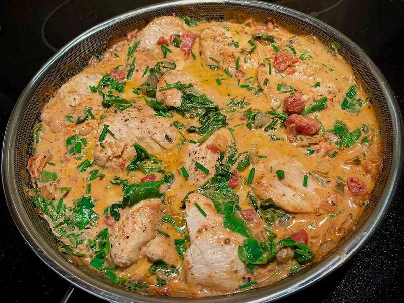 Instant Pot Tuscan Chicken with Spinach and Pine Nuts