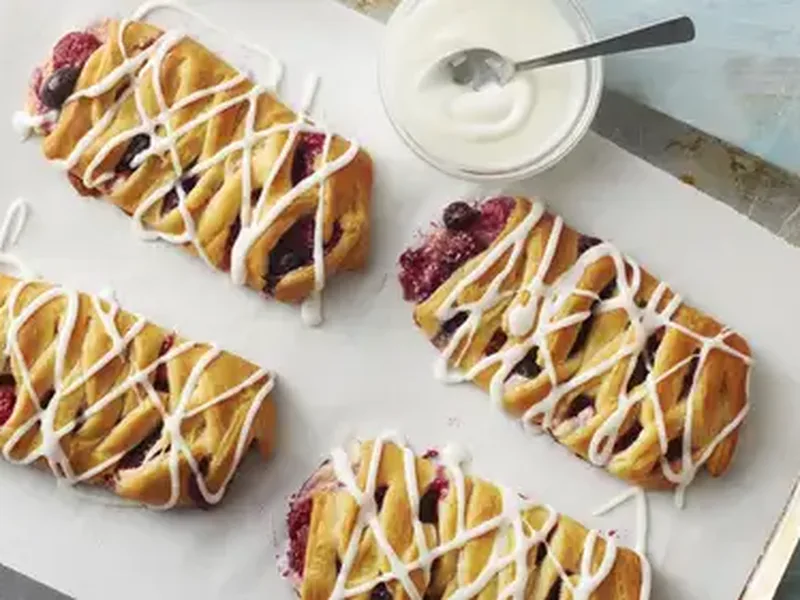 Mini Mixed Berry Crescent Braids with Cream Cheese Filling
