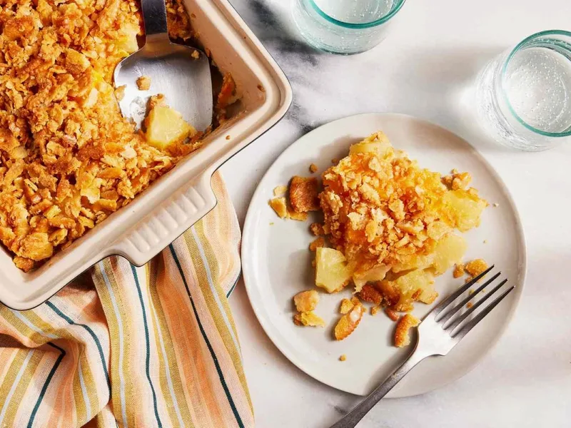 Sweet Pineapple Cheddar Casserole with Buttery Ritz Topping