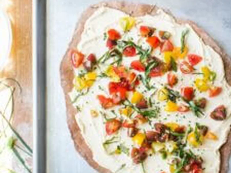 Crispy Rye Pizza Dough Cracker Crust with Hummus