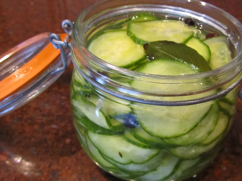 Quick Pickled Cucumbers with Allspice and Bay