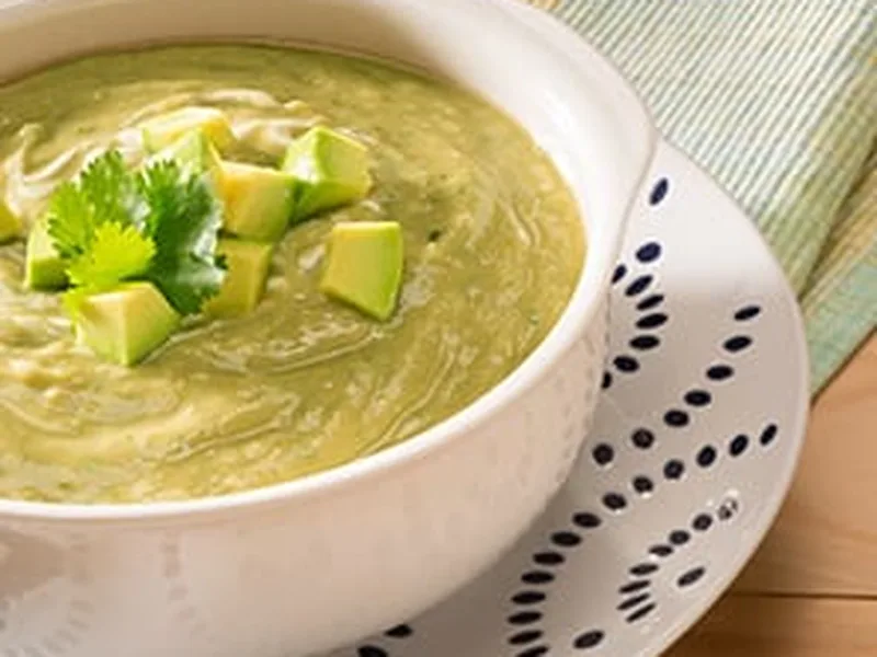 Chilled Avocado Cilantro Soup with Chicken Broth