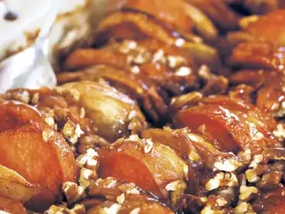 Honey-Bourbon Roasted Sweet Potatoes and Apples with Pecans