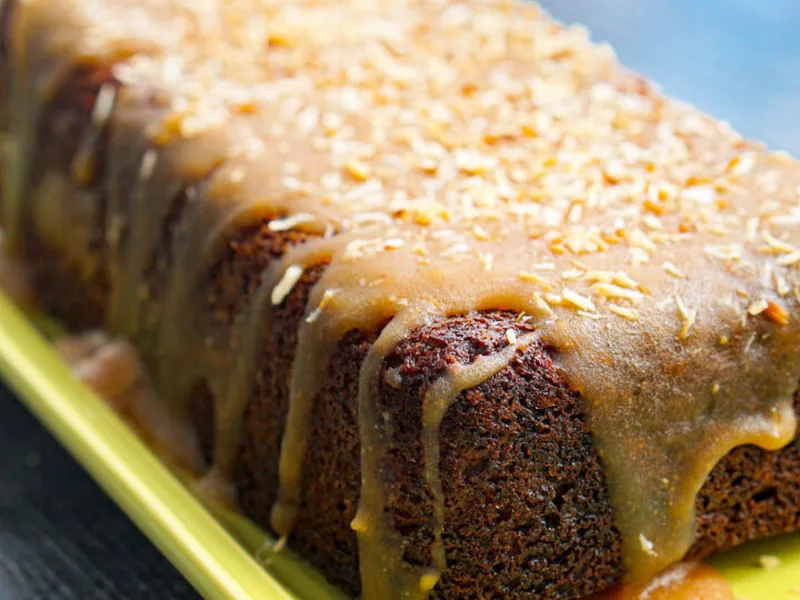 Low Carb Coconut Caramel Loaf Cake