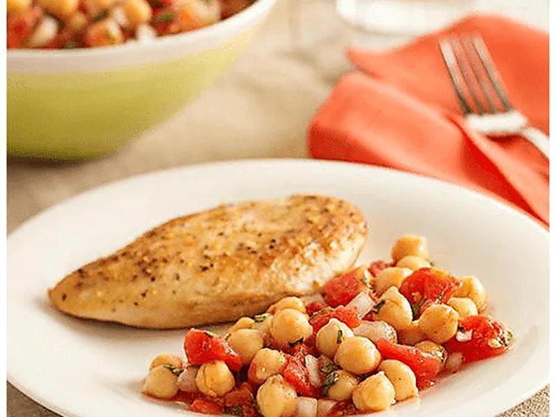 Quick Chickpea Tomato Salad with Fresh Basil