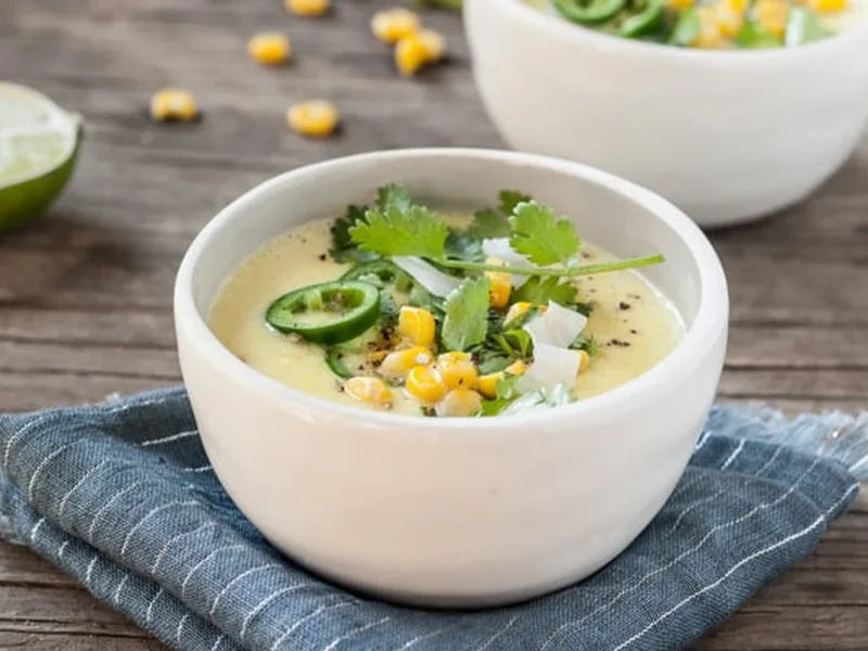 Sweet Corn Coconut Milk Chowder with Lime and Cilantro