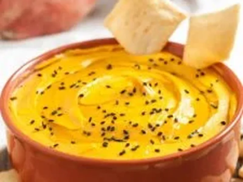 Roasted Sweet Potato Tahini Hummus with Lemon and Cumin