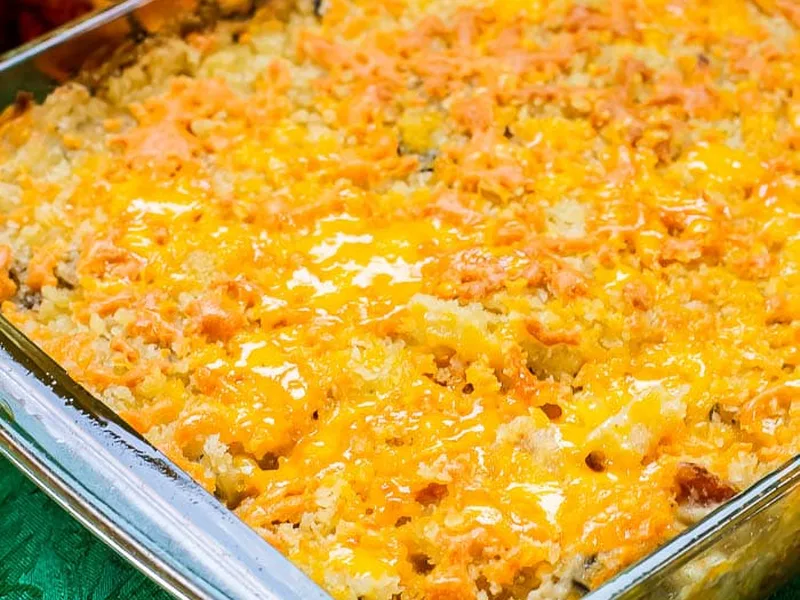 Cheesy Bacon Ranch Hash Brown Casserole with Crispy Panko
