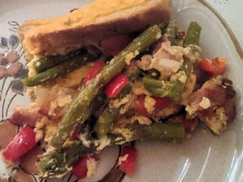 Cheddar Bacon Asparagus Strata with Sourdough