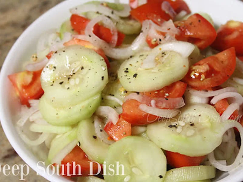 Marinated Cucumber and Tomato Salad with Sweet Vinegar Dressing