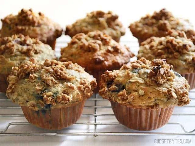 Triple Berry Oatmeal Muffins with Cinnamon Oat Crumble Topping